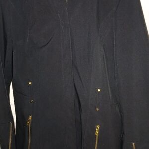 Steve Madden Black Trench Coat with Gold Accents